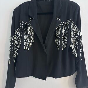 Nasty Gal Black Fringe beaded Jacket